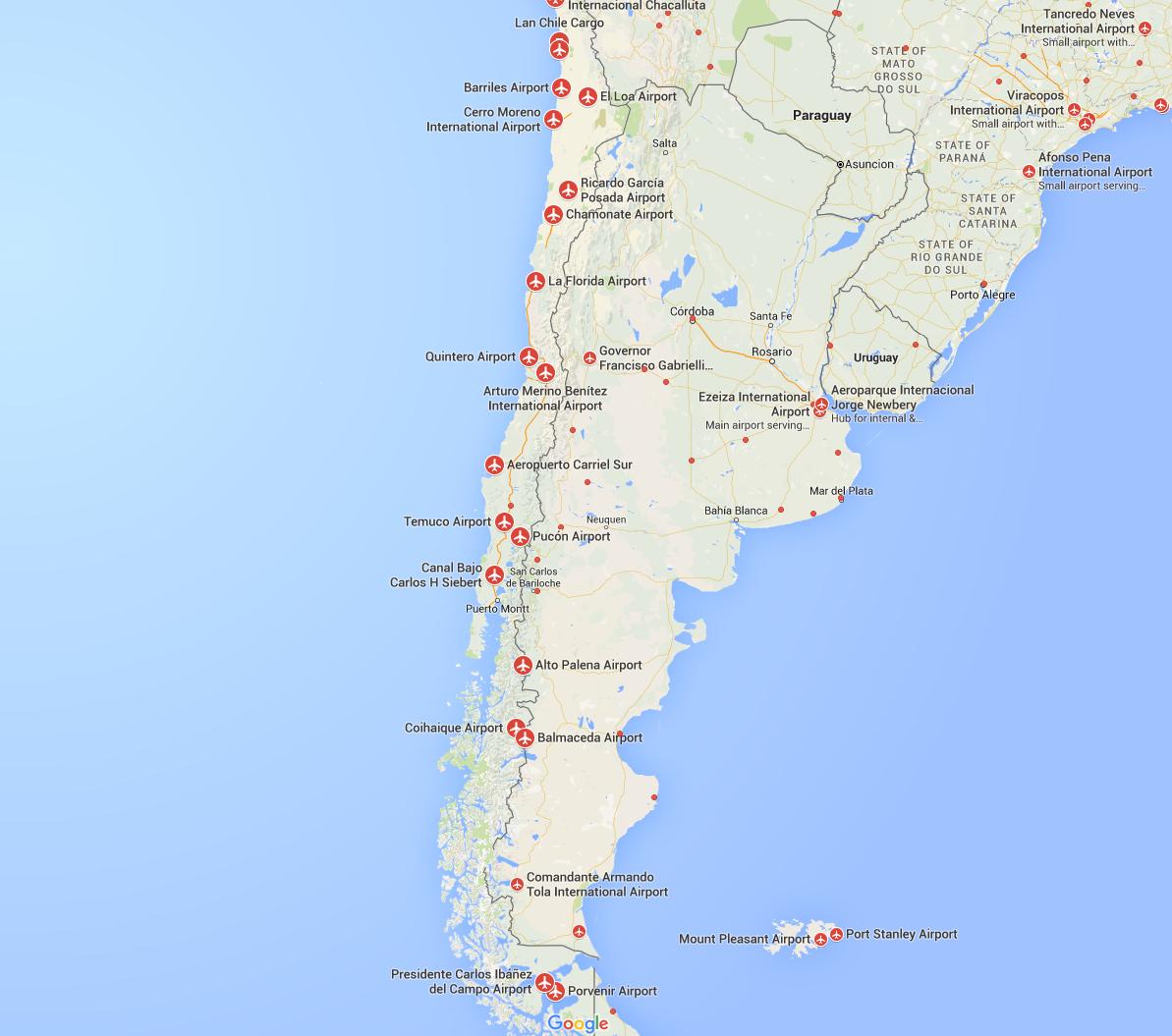 Чили на карте