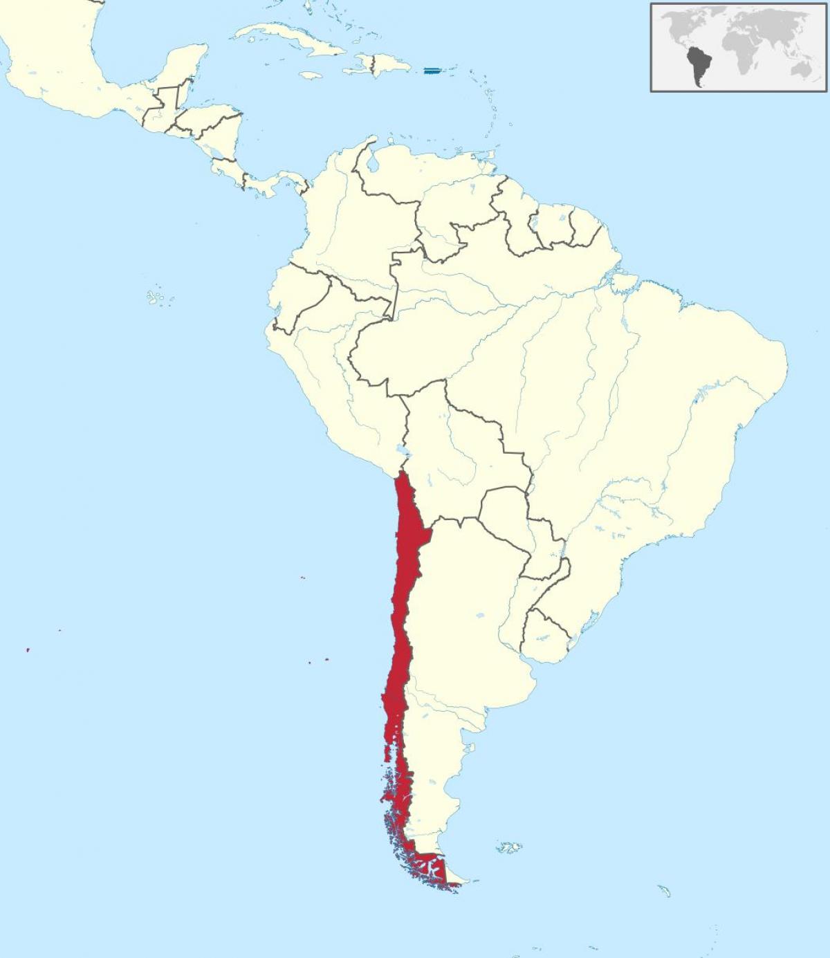 Чили Южная Америка карта Чили на карте Южной Америки (Южной Америки - ЮжнаяАмерика)