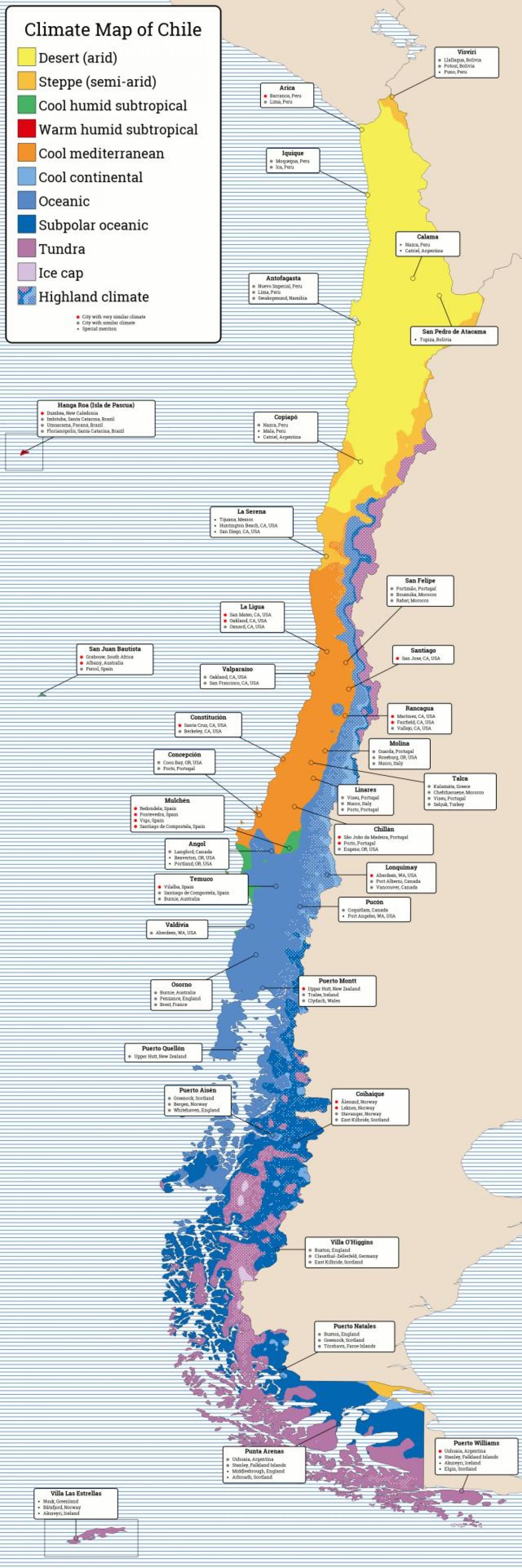 Карта Чили климата