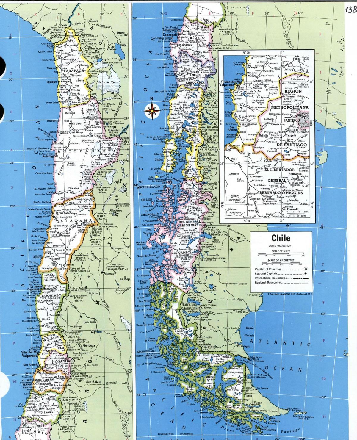 Карта подробная Чили
